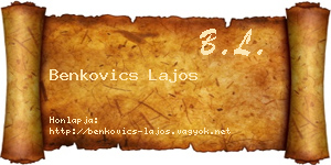 Benkovics Lajos névjegykártya